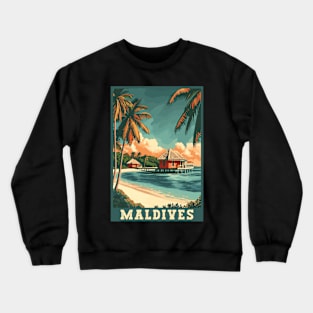 Maldives Tropical Paradise Travel Art Crewneck Sweatshirt